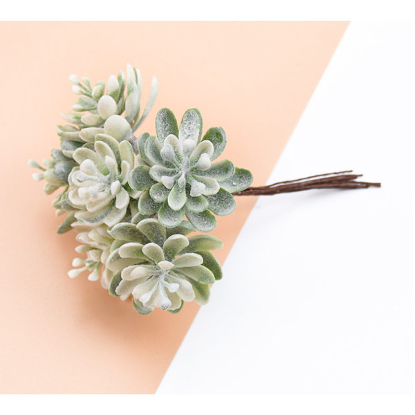 3 stk. Kunstige Blomster Plastikblade Sukkulenter Hjem Dekoration Naturlige Pressede Tørrede Blomster