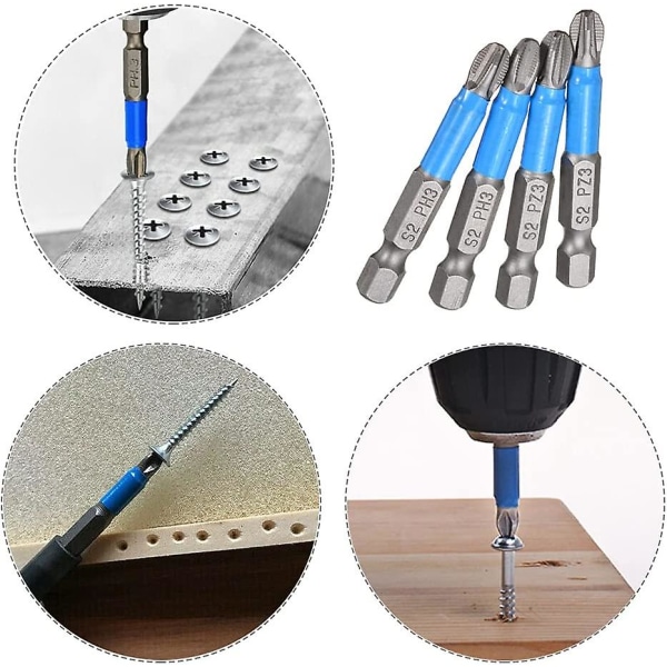 Magnetisk Phillips Skrutrekker Bitsett Sekskant Phillips Hode Drive Bit Kryssspor Skrutrekker Bor Bit (1 sett (12 stk))