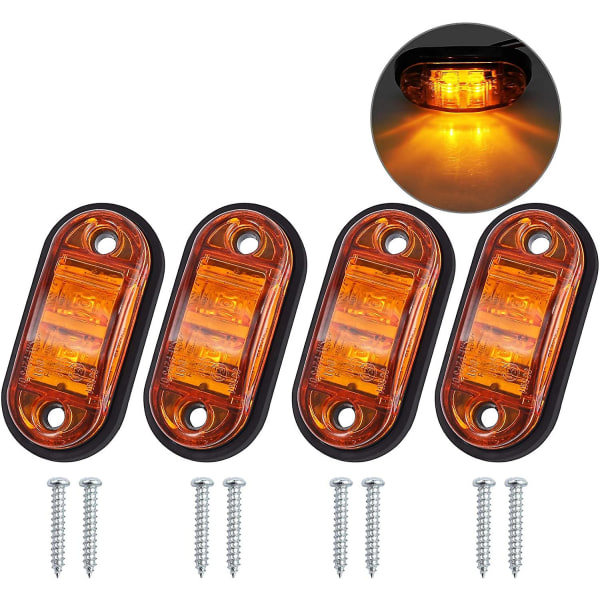 Positionslygter LED For- og baglygter Universal positionsindikator 12 Volt 24 Volt med gul pære til lastbil trailer varevogn campingvogn personbil.