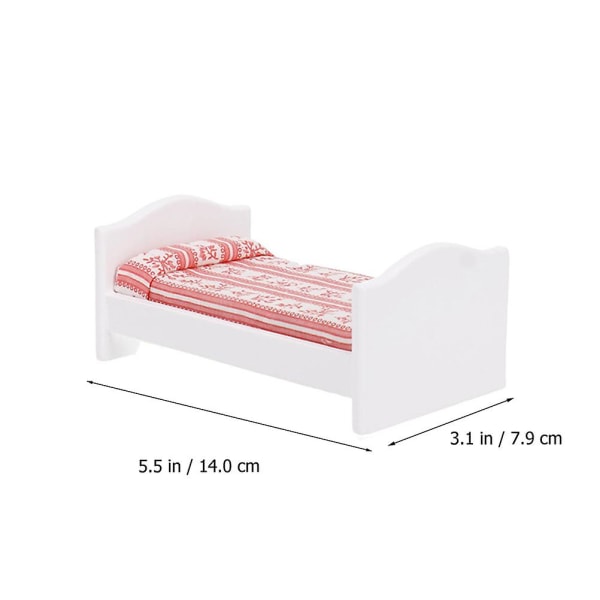 Barnemøbler Mini Seng Mini Hjemmodell Mini Hus Dekorasjon Mini Hus Tilbehør Mini Hus Seng Hvit 14X7.9CM White 14X7.9CM