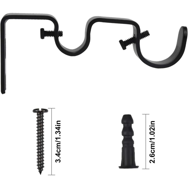 3 st Dubbla Gardinstångsbeslag, Tunga Väggmonterade Gardinstångsbeslag Metallkrokar Med Skruvar För Hem Sovrum Kontor Vägg Och Fönster - Silver