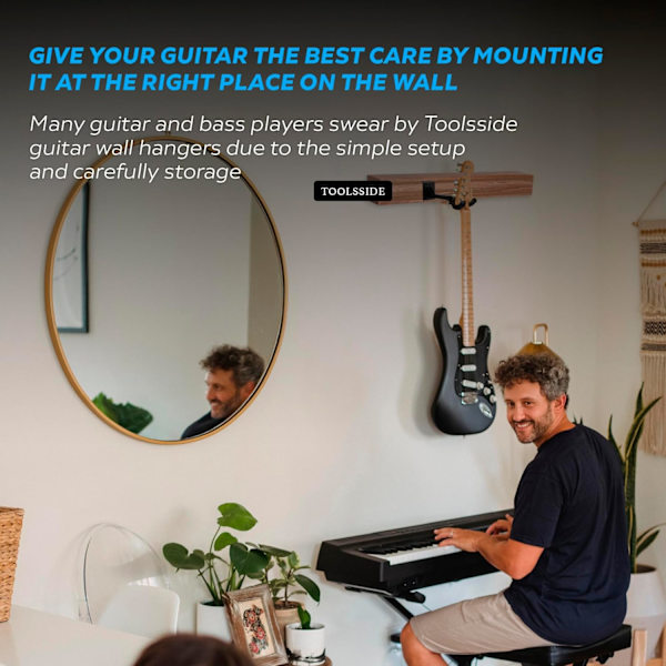 6 stk. Guitarophæng Væghængt Krog Stativ - Guitar Kroge til Væggen Justerbar med Adapter - Guitar Væghængt til Elektrisk Akustisk