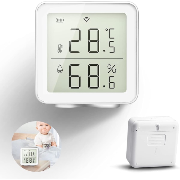 Smart Wifi Termometer Hygrometer Kompatibel Med Digital Temperatur Sensor Temperatur Og Luftfugtighedsmåler Dage Historisk Optegnelse