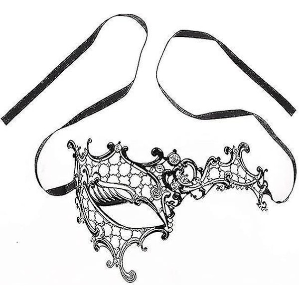 Maskeradmask Venedigmasker, Metall Maskeradmask För Kvinnor Laserskuret Fest Dam Maskeradmask (1st, Svart)