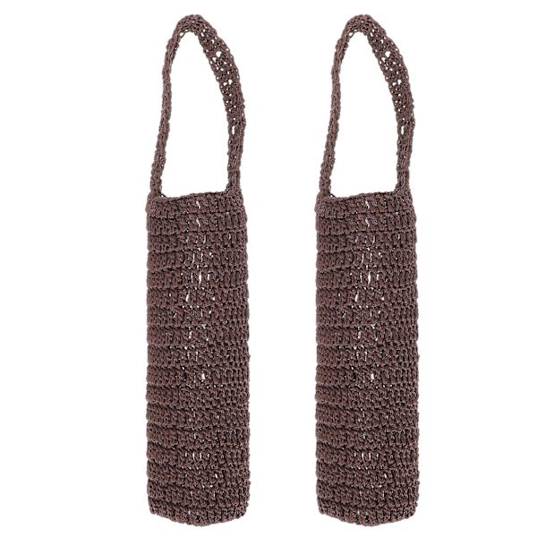 2 kpl Puuvillainen Vedenpullokassi Kudottu Vedenpullon Kantaja Kannettava Vedenpullon Kotelo Ruskea 37.5x10cm Brown 37.5x10cm