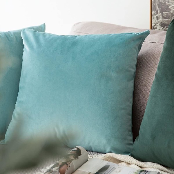 Sæt af 2 Dekorative Fløjls Pudebetræk Sofa Pudebetræk Super Glat Blød Behagelig Dekoration Hjem Stue Soveværelse Til Sofa 60x60cm Blå Pu