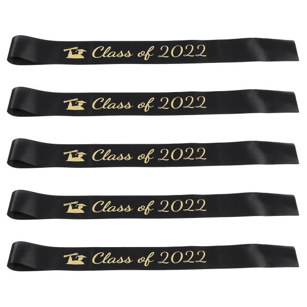 5 st Blått prydnadsband Seniorgåva Graduation Sash Class SuppliesSvart160x9,5cm Black 160x9.5cm