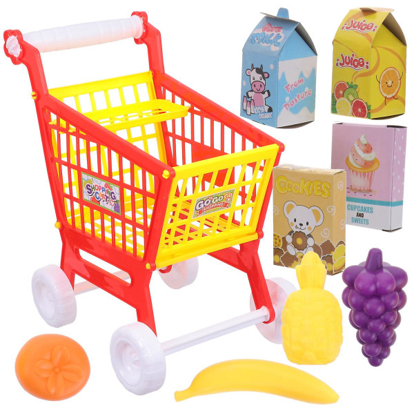 1 Set Kid Early Education Play House Toy Funny Shopping Cart Plaything (red)Red26x20 cm