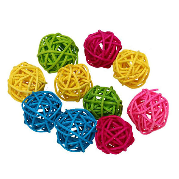 10 kpl Pieniä Lintuleluja Lintujen Pureskeluleluja Papukaija Pureskelulelu Puinen Lemmikki Papukaija Pureskeluleluja Papukaija Rattan Palloja Lintulelu Sekalaiset Värit 2,5 cm Assorted Color 2.5cm