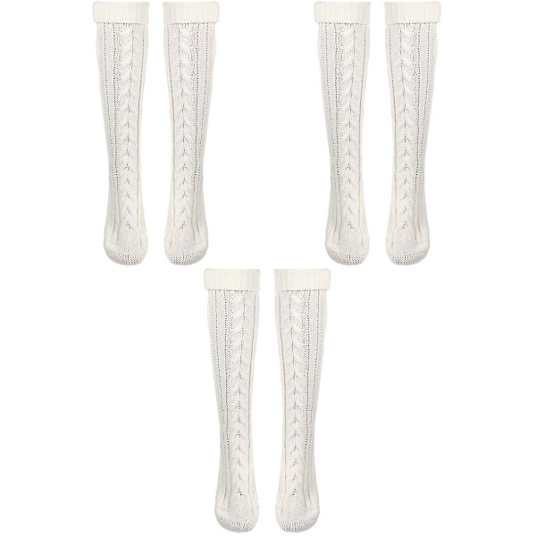 3 Par Långa Stickade Strumpor Vinter Hög Tub Knästrumpor För Kvinnor Dam Flickor 3 Par 55X6CM 3 pairs 55X6CM