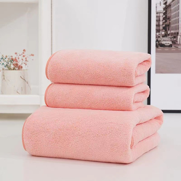Ginesta Melocotton Bomulls Hotell Halv Badehåndkle - 70*140cm+35*75cm - 3 stk - Rosa