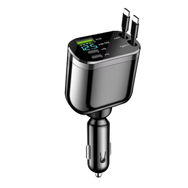 RY/Present för Kvinnor Män Billaddare Tillbehör för iPhone och Android Mini Storlek Snabbladdning Infällbar Billaddare Med Kablar C+C Cables