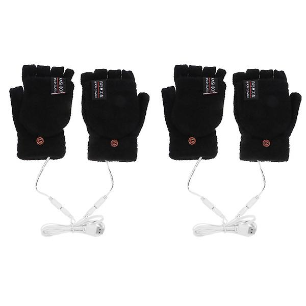 3 par elektriska USB uppvärmda handskar Thermal halvfingerhandskar med helfingerskydd2 par1 2 pairs 16X10CM