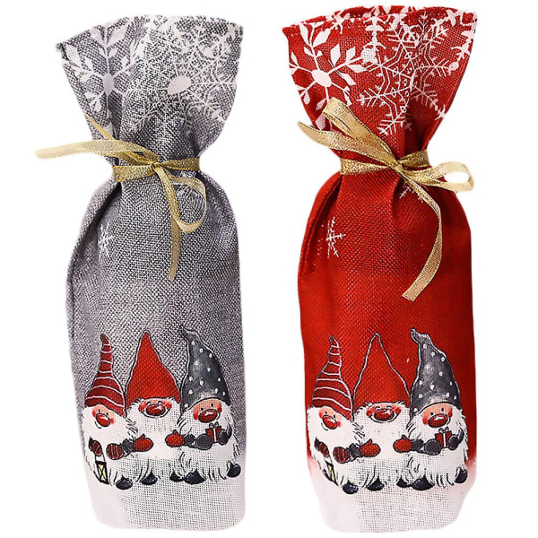 2 stk Juletema Rødvinflaske Deksel Skrivebord Flaskepose Festtilbehør Assortert Farge 36X14X0.1CM Assorted Color 36X14X0.1CM