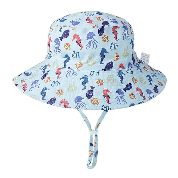 Vauvan aurinkolippis Kesä Ranta Upf 50+ Auringonsuojaus Vauvan Poikien Lippikset Taaperon Aurinkolippikset Lakki Vauvan Tytölle Lapselle Bucket HatMBLUE HIPPOCAMPUS M BLUE HIPPOCAMPUS
