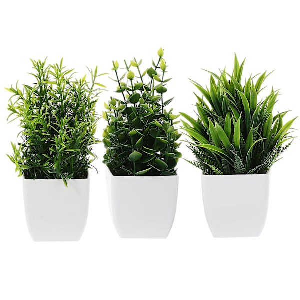 3 stk Små Kunstige Planter Mini Kunstige Planter Med Planter Hjemmekontor Kunstig Potteplante Blandet Stil Grønn 16x7x7cm Green 16x7x7cm