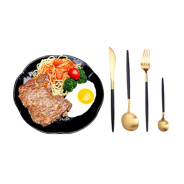 1 st. Portugisisk Bestick Flatware Titan Gaffel Hotell Väster Silvervara 304 Rostfritt Stål Bestick Sked (Svart Gyllene Gaffel) Gyllene Golden