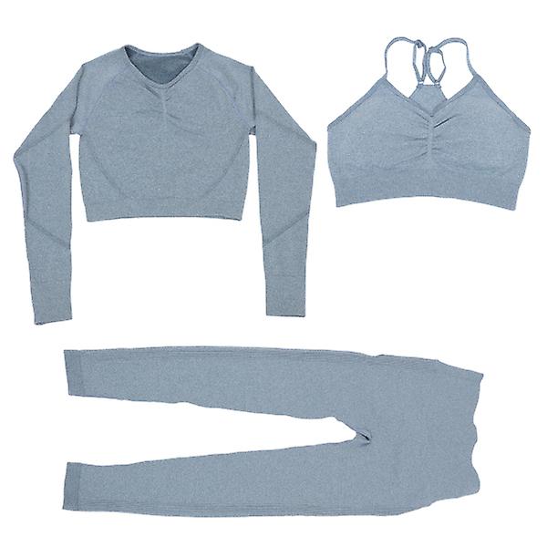 Sweatsuit Set Yoga Suit Dam Sweatsuit BH Leggings Kit Dam TräningsoutfitBlueM Blue M