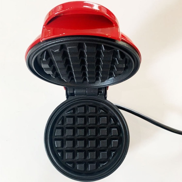 Sirkelformet Mini Vaffeljern Rød for Klassisk Rustfritt Stål Husholdnings Elektrisk Kakemaker 350W for Pannekaker Kjeks for