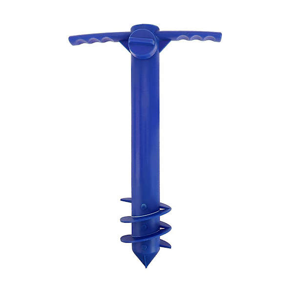 2 stk. Parasolforankring Plastikbor - Holder din parasol fra at blæse væk eller vælte i sand Blue M