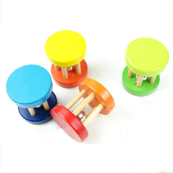 4 kpl Mini Jingle Bell Rattle Ball Roll Montessori Rullaava Rummut Leikki Vauvalle Rattle Puinen Rullaava Rattle Vauva Imeväinen Leikki