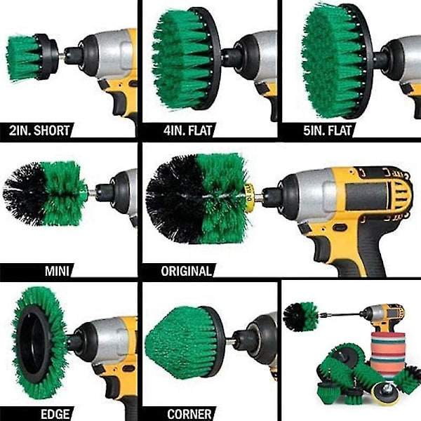 20 stk. Børstesæt til Power Scrubber - Børster til Bilslibning, Rengøring af Badeværelse med Forlænger