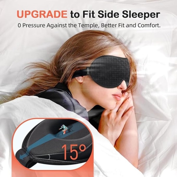 Sömnmask för sidosövare, Ögonmask Sovande Kvinnor Män, Ljusblockerande 3D-formad kopp Sovmask Mjuk Inget ögontryck Öga S