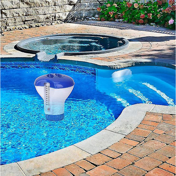 Flydende Klor Dispenser og Termometer til Swimmingpool, Automatisk Dispenser, Flydende Vandpille, Flydende Kop, Desinfektionsdispenser Wi