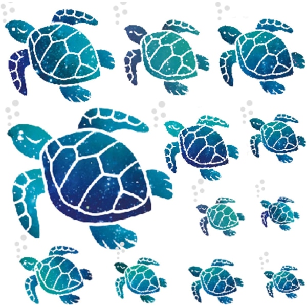 12 st Blå havssköldpadda väggdekaler Dekorativa väggdekaler DIY Barnsovrum Hemmakontor Vardagsrum Väggdekor för badrum (12st)