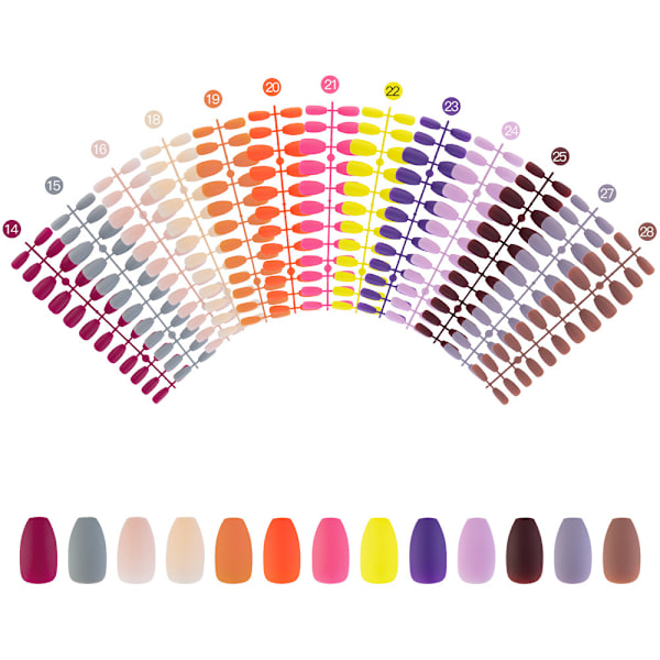 312 stk. Korte Falske Negle Farverige Kunstige Falske Negle Runde Press On Negle Fuld Dækning Ensfarvet Falsk Negle Manicure (13 Farver)