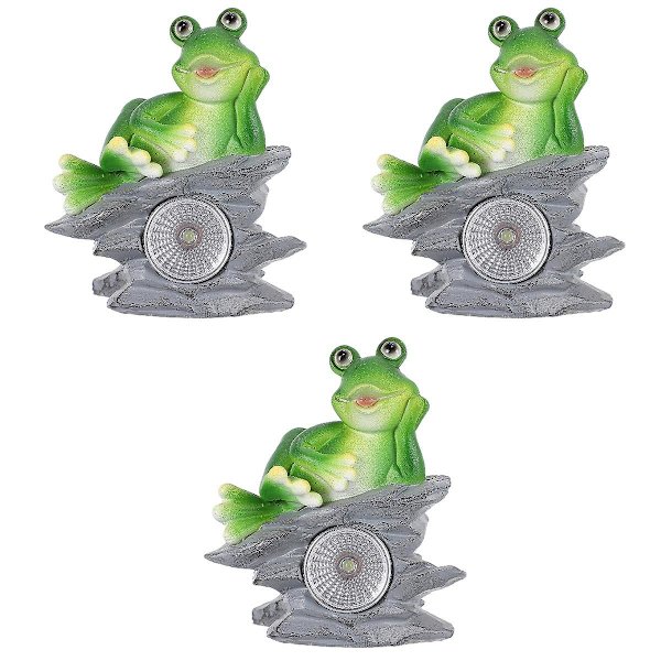 3 stk Froskformede Solcellelamper Kreativ Hjemmedekor Lys Hage Landskapslampe 3 stk 9,5X5X11,5CM 3 pcs 9.5X5X11.5CM