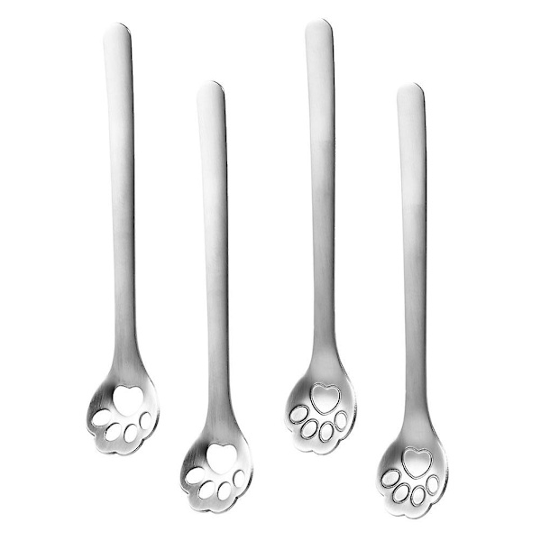 4 stk. Rustfritt Stål Sil Rør Omrøringspinner Cappuccino Skjeer Middagsskjeer Yoghurt Skjeer Sølv 14,8X2,8X0,2CM Silver 14.8X2.8X0.2CM