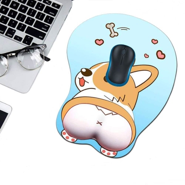 RYI) En bit (blå corgi handledsstöd, ca 260*220*30mm) 3D Musmatta