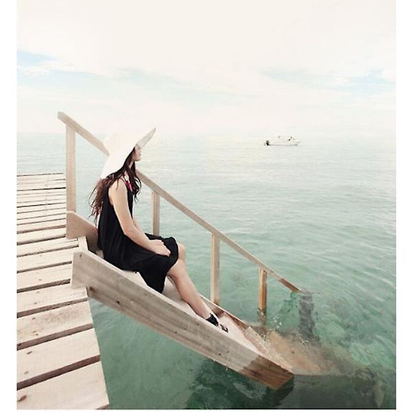 Dame og Herre Bredbremmet Solbeskyttelses Halmhat, Folebar Floppy Hat, Sommer UV Beskyttelse Strandkasket$Dame Bredbremmet Halmhat Stor Floppy Folebar Sort Black