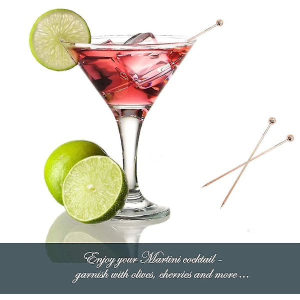 10-pakning Cocktailpinner Sett Rustfritt Stål Fruktpinner Gjenbrukbare Drikkepinner Appetitt Tannpirkere
