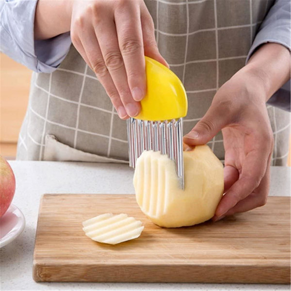 Rostfritt Stål Vågig Potatisskärare Grönsaksskärare Kökstillbehör (2 st, grön)