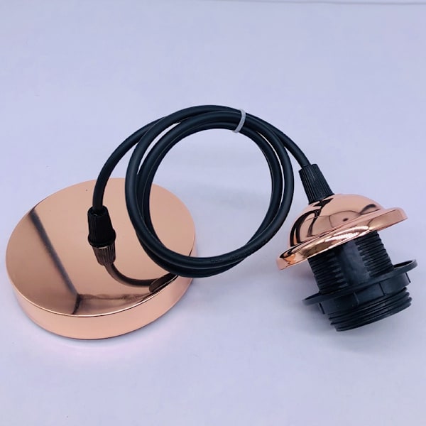 Roséguld E27 Hängande Lampfäste, E27 Hängande Lampa Tillbehör med Kabel Lampbas, Hängande Lampa Lampbas, för Sovrum