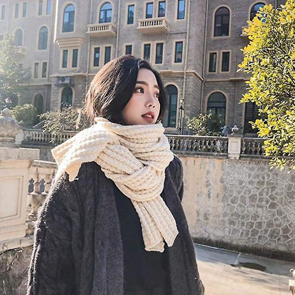 Ullscarf Dam Höst Och Vinter Mångsidig Dubbelanvändning Förtjockad Värme Student Tjej Sjal Beige Beige