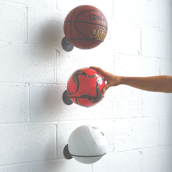 Svart Väggmonterad Bollförvaring Sportbollhållare Rack Display Förvaring Stål (svart)
