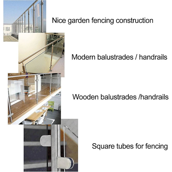 8 stk. (6-8 mm) Glasklemme Glasholder 304 Rustfrit Stål Klemmeholder Klemme Flad Klip Håndliste Vindue Balustrade Justerbar Trappe Badeværelse