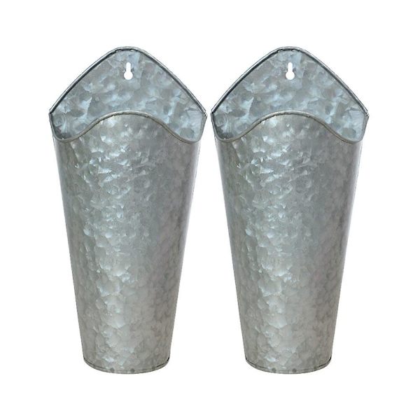 2 kpl Rauta Vasi Seinälle Riippuva Kukkaruukku Vihreä Kukkaruukku Kori Istutusastia Hopea 30X15CM Silver 30X15CM