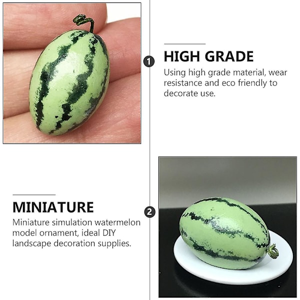 1 st Mini Vattenmelon Modell Simulerings Vattenmelon Dekoration Miniatyr Scen Prop Vattenmelon 2x1.5cm Watermelon 2x1.5cm