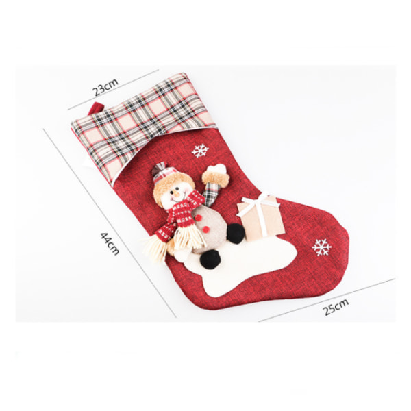Julstrumpor, 3-pack julgåvosäckar, hängande julstrumpor med tomte, ren och snögubbe juldekoration för eldstadsträ