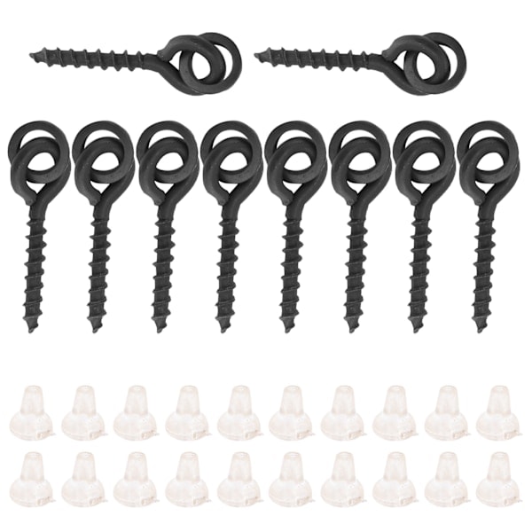 10 stk. agnskruer med 20 stk. ovale ringer karpe rig ring stopp karpefiske tilbehør krok skrue hvit_ry