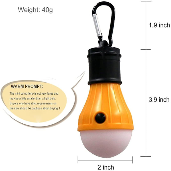 LED-teltlys, 4-pakning, bærbart campinglys, teltlampe, pære, for orkan, nødsituasjoner, backpacking, fotturer, utendørs og innendørs, batteridrevet