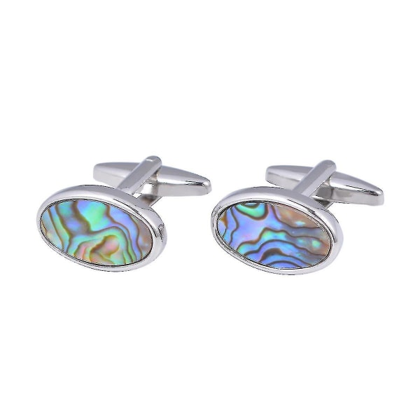 Manchetknapper Naturlige Abalone Skal Manchetknapper Ovale Farve Fritillary Manchetknapper
