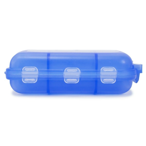 Bärbar Pill Organizer Box med 10 fack för mediciner av olika storlek (blå)