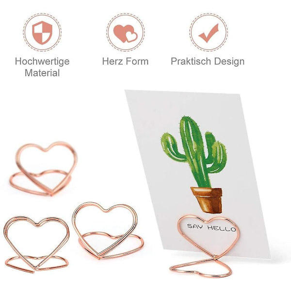24 stk. Pladskort Holdere Hjerte Fotoholdere Pladskort Holdere Memo