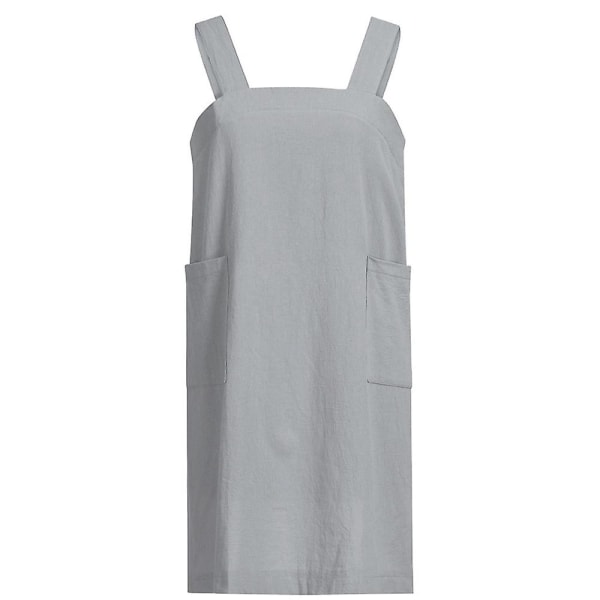 Loose Home Clothes Cotton Linen Apron For Women Cross Back Apron Pinafore Dress For Baking Cooking Gardening Work3XLGrey