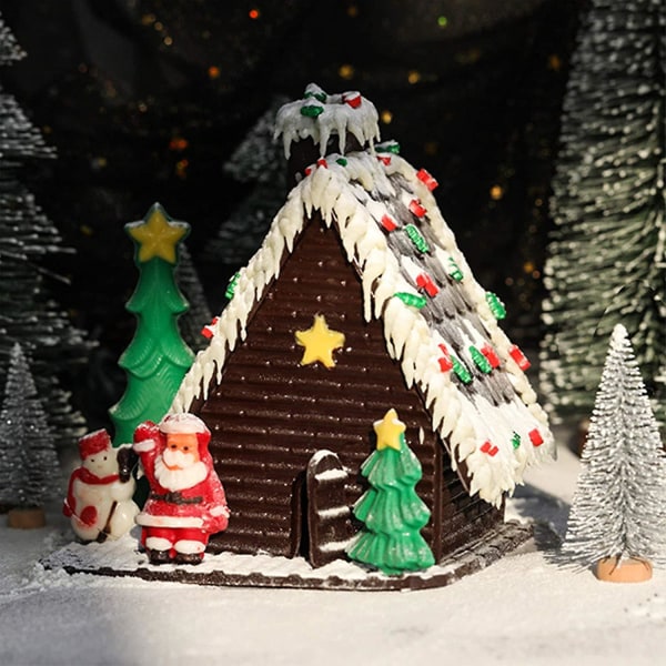 2 stk Silikon Julekake Cookie-form Julerhus Silikonform Julerhus 3D Sjokoladekake Pepperkakeform Silikonhus DIY Cookies Baking